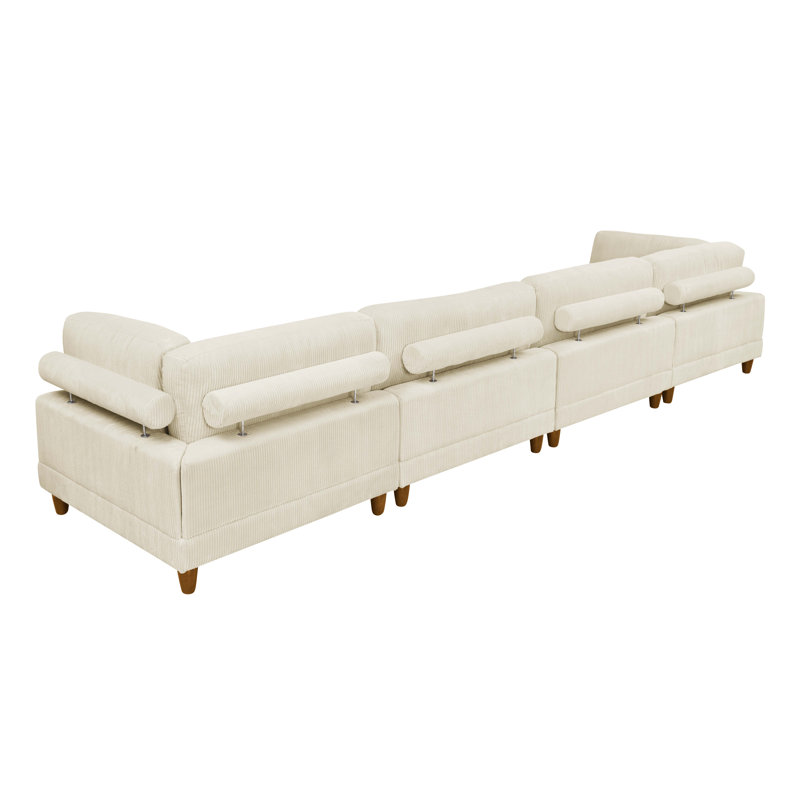 Corduroy Sectional Reversible, Cream Corduroy