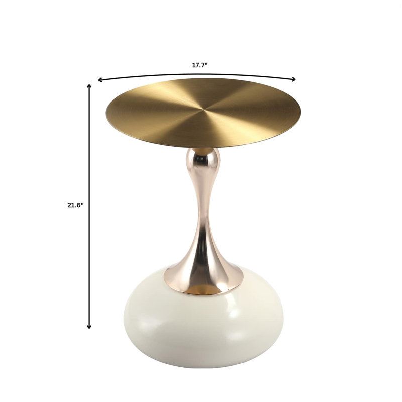 Table d'appoint en acier inoxydable Kalup, Blanc/Ivoire