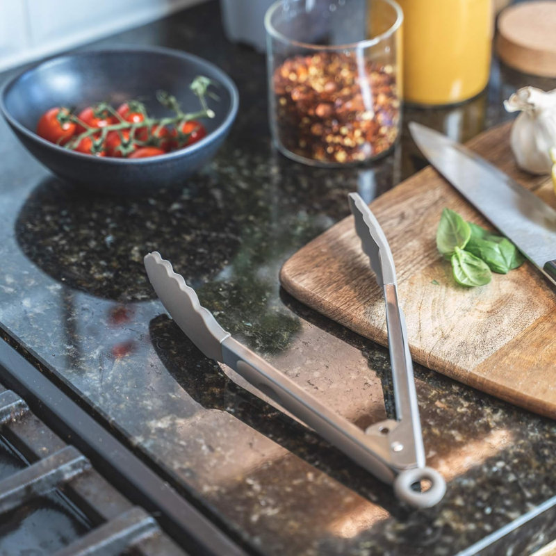 Stainless Steel Silicone Food Tongs, Grey