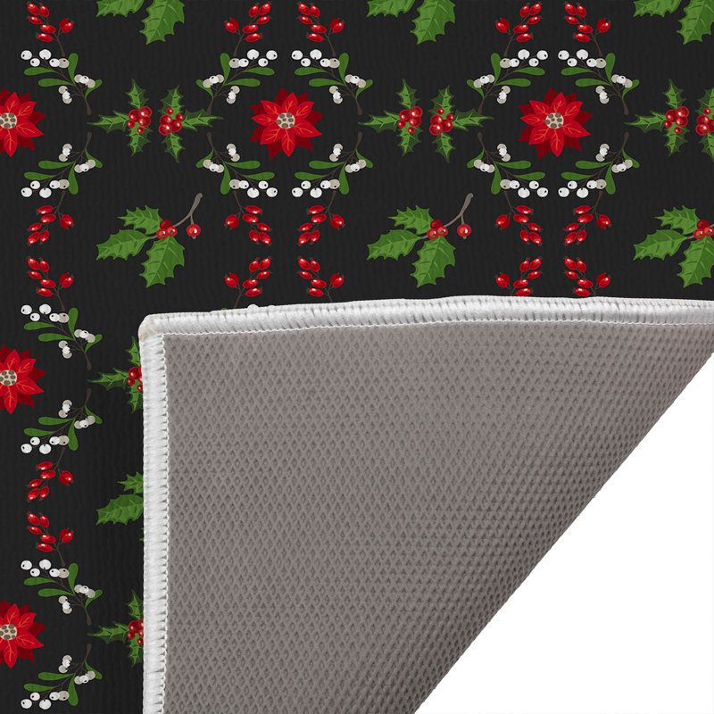 Paillasson Botanical Poinsettia, Gris anthracite, L 34 po x L 21 po