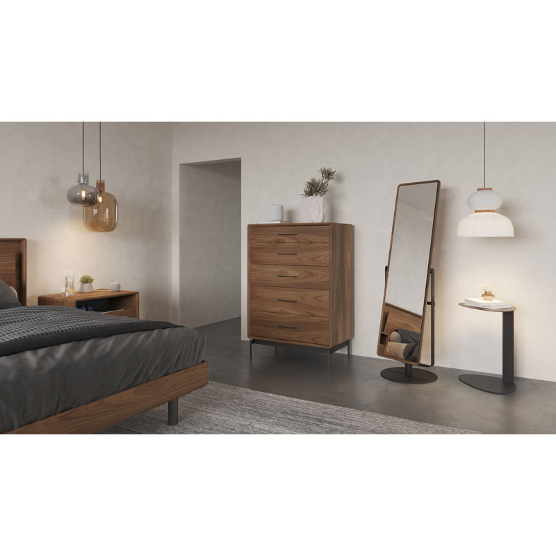 Continuum Rectangle Floor Mirror, Natural Walnut