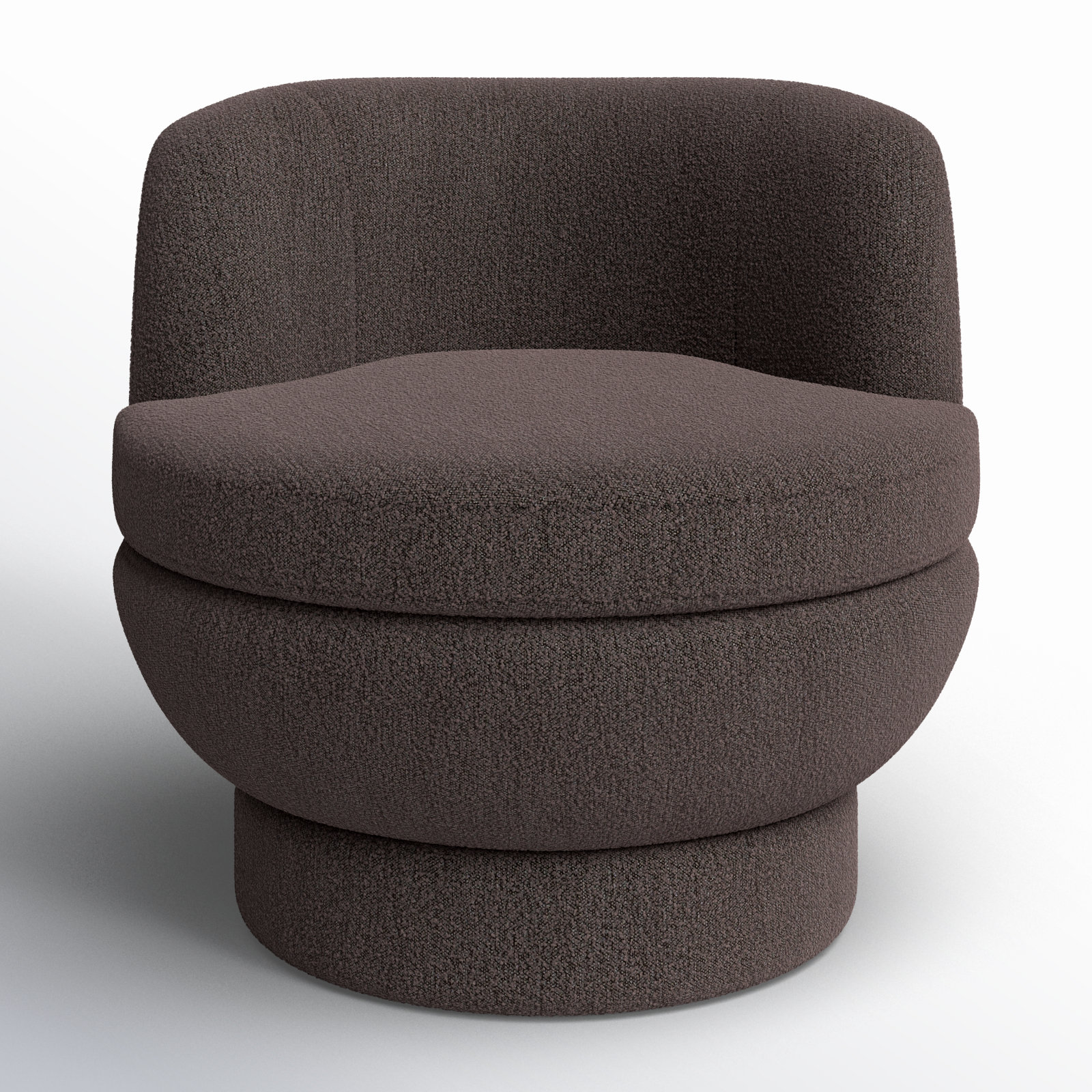 Volla Swivel Barrel Chair, Dark Brown Chenille