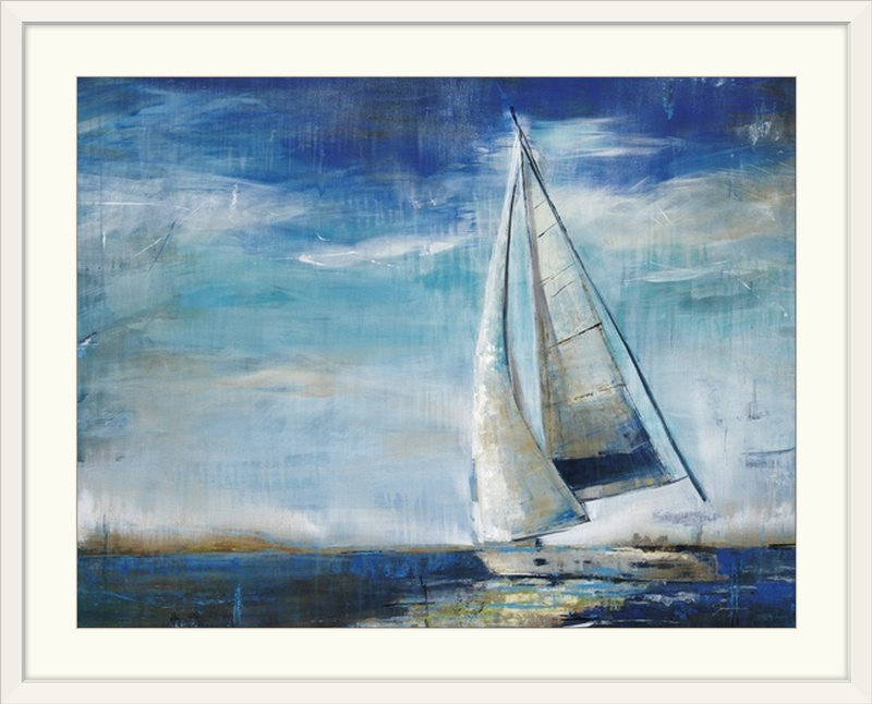 «Sail Away», reproduction, Cadre blanc, H 35 po x l 44 po x P 1 po