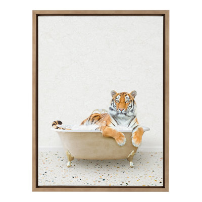 Tiger in Terrazzo Bath by Amy Peterson Framed Canvas Wall Art Print