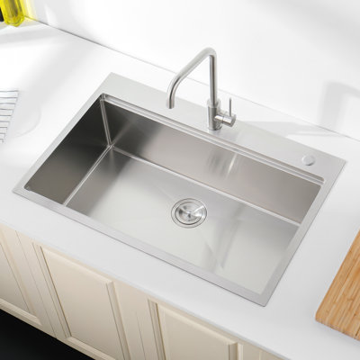 Évier de cuisine en acier inoxydable, bol simple 36 po x 22 po, lavabo sur pied fait à la main brossé, avec planche à découper, passoire, grille