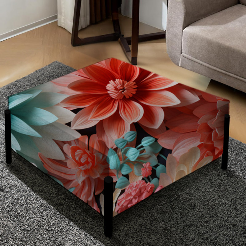 Corail Serenade motif tropical - grand repose-pieds carré tropical
