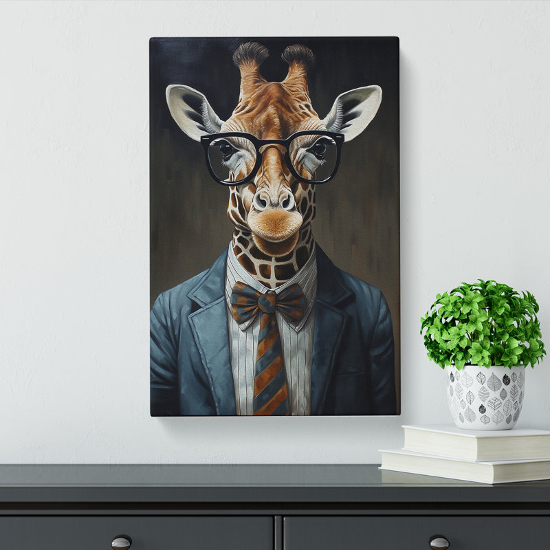 Giraffe With Glasses No.4 - Print, 76cm H x 50cm W x 3cm D