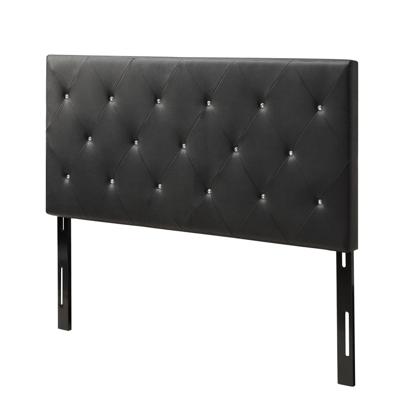 Areswell Upholstered Faux Leather Panel Headboard, Queen, Black