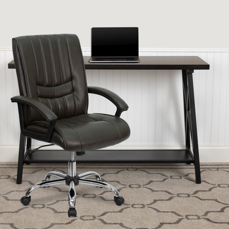 Chaise de bureau pivotante avec accoudoirs LeatherSoft , Espresso brun