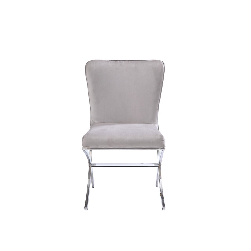Ensemble de 2 chaises d'appoint en velours gris clair et finition chromée Daire
