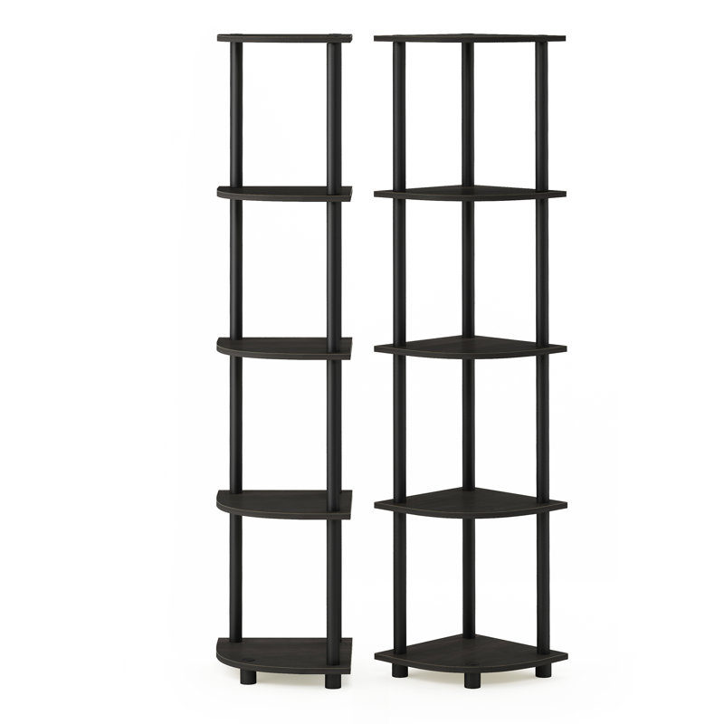 Bibliothèque d'angle en plastique H 57,7 po x l 11,6 po vente en gros, Espresso / Noir