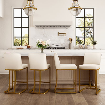 Kunkel 24" Modern Kitchen Counter Stool with Faux Leather Padded Seat and Metal Frame