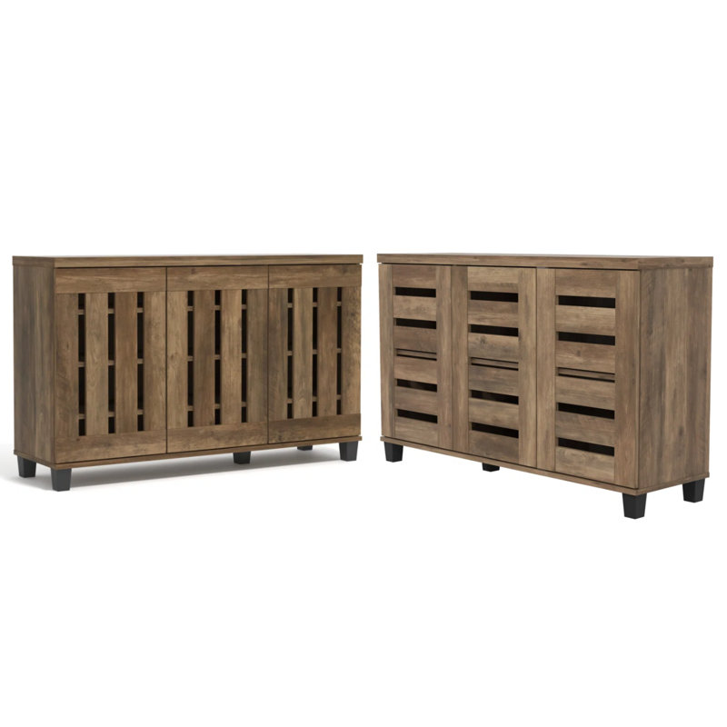 Lismore & Baron 3-Door Shoe Storage Set (Holds 32 Pairs), Knotty Oak