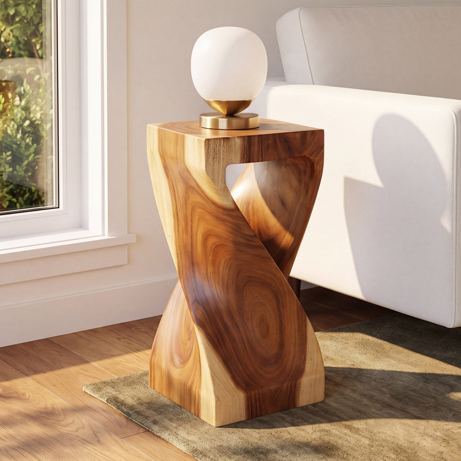 Neddy Solid Wood End Table, Brown, 18.25" H x 12" W x 12" D