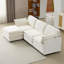 Canapé moelleux 3 places: canapé modulaire 3 places + repose-pieds avec coussins en chenille + 2 coussins décoratifs - taille compacte pour appartement, salon, chambre à coucher