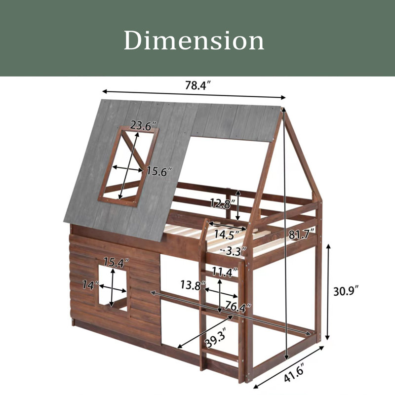 Cleon Kids Twin Bunk Bed