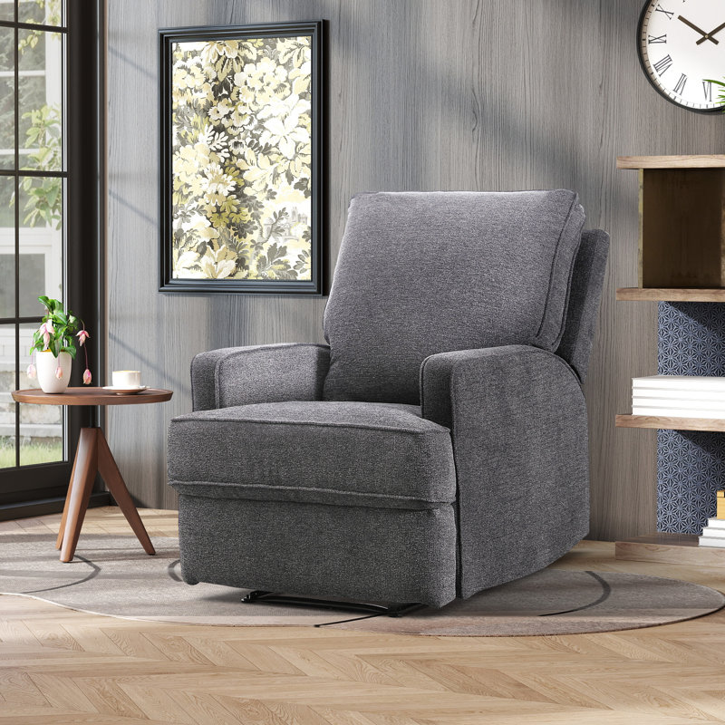 Norvis 29.5" Wide  Modern Refined Linen Upholstered Standard Manual Recliner, Gray