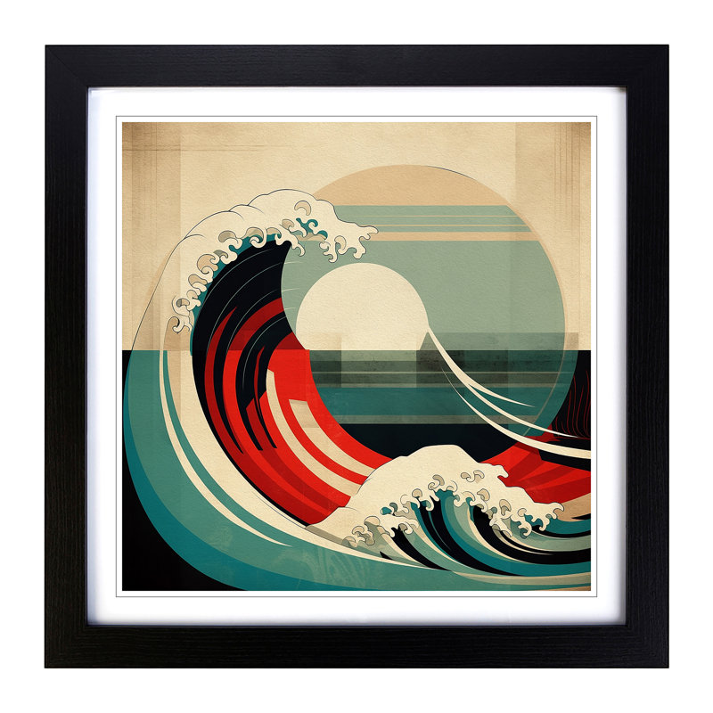Japanese Wave Bauhaus - Framed Print, Black
