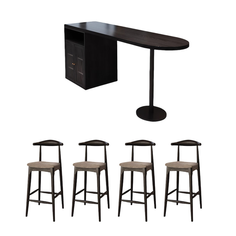 Table de bar haut de gamme en bois massif noir, H 41,3 po x l 70,8 po x P 15,7 po