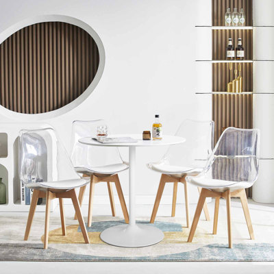Stylish Dining Table Set For 4, 5-Piece Round Dining Table Set
