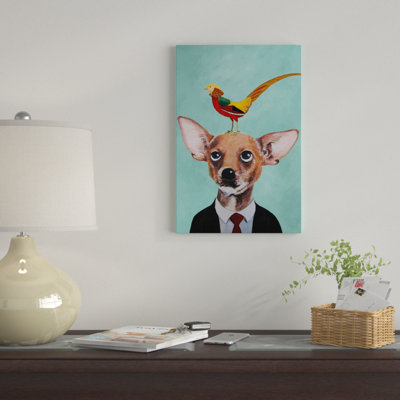 «Chihuahua With Bird» par Coco de Paris, impression sur toile tendue