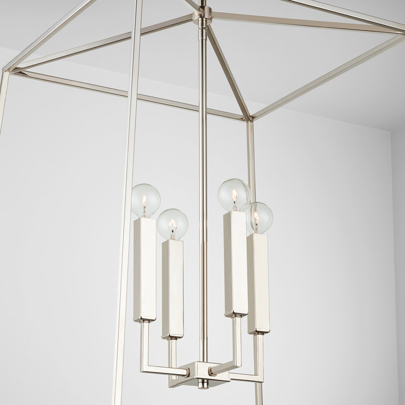 Lustre géométrique à 4 lumières Thea, H 26,75 po x l 16 po x P 16 po, Nickel poli