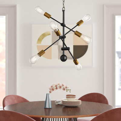 Whelchel 6 - Light Dimmable Sputnik Modern Linear Chandelier