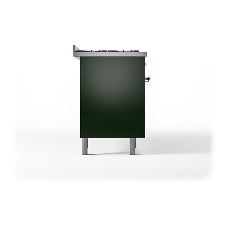 ILVE Nostalgie II Noblesse 60 in Dual Fuel Range, 9 Burner, Griddle, Liquid Propane, Emerald Green/Chrome