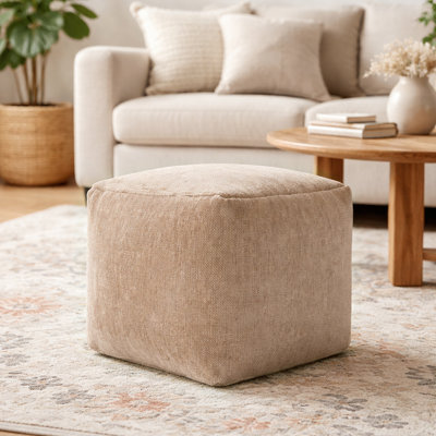 Ines Turkish Chenille Upholstered Ottoman Pouf