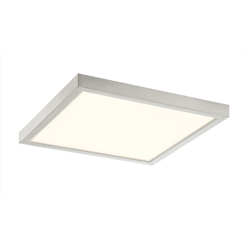 troy LED Flushmount - Square, 15W, 5CCT, Black, 1" H x 9" W x 9" D, Brush Nickel