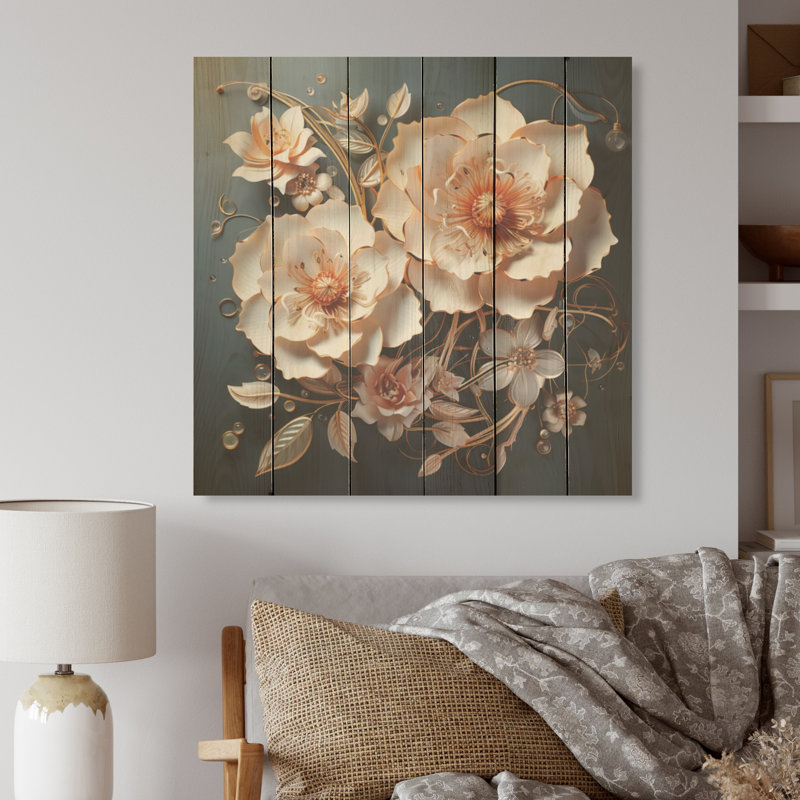 Art moderne sur bois de pin naturel, H 30 po x l 30 po