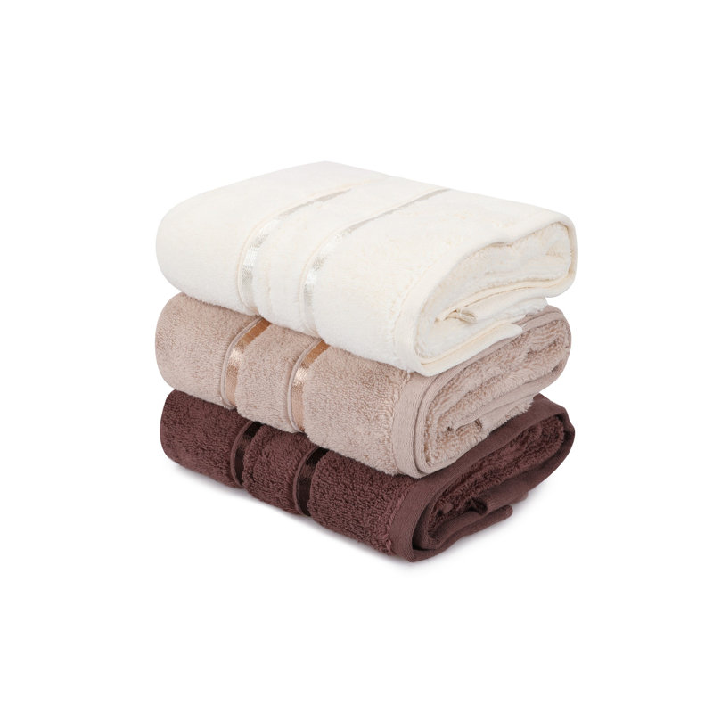 Ensemble de serviettes 3 pièces 100% coton, Brun