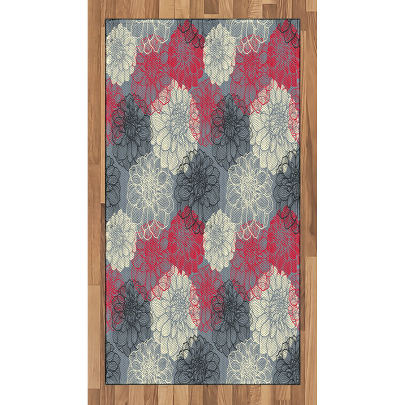 Flower High Density Long Fiber Poly Threads Decorative Area Rug Carpet, Rectangle 2'7" x 5'