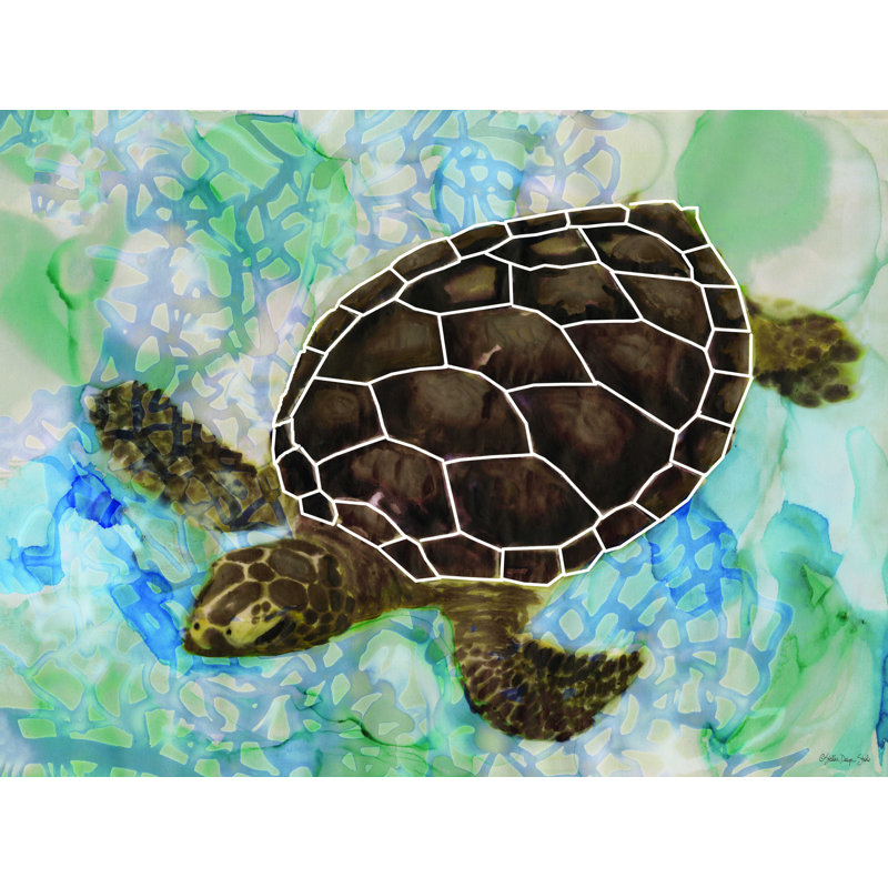 Sea Turtle Collage 2 - impression sur toile tendue, H 12 po x l 16 po