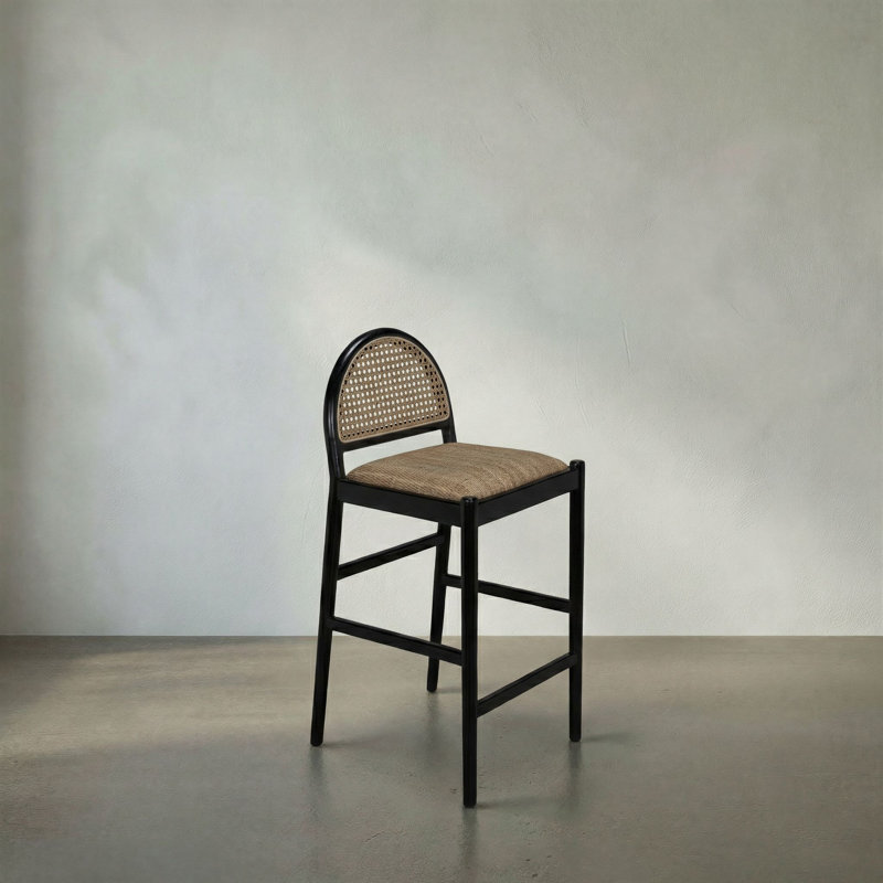 Peter Upholstered Stool with Solid Wood Frame