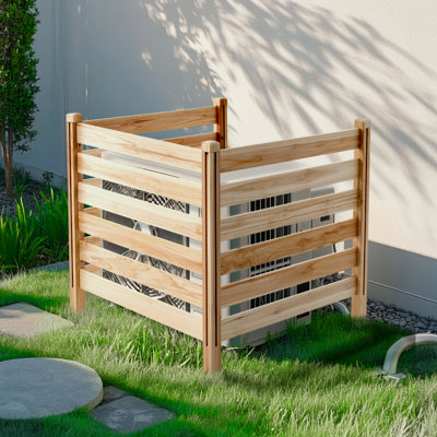 Clôture en bois pour plus d'intimité, 91 cm x 91 cm, grillage à claire-voie pour climatiseur, abri pour équipement de piscine avec piquets métalliques, installation facile à faire soi-même, cache-poubelle extérieur pour la décoration de jardin