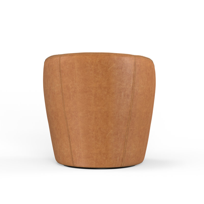 Brooksley Top Grain Genuine Italian Leather Swivel Barrel Chair (Set of 2), Vintage Saddle