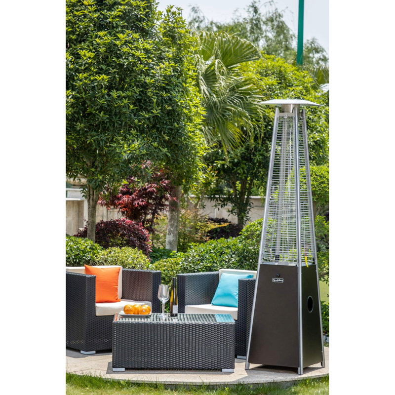 Chauffe-terrasse 40000 avec tube en verre de quartz bronze, mobilité facile, options de contrôle variables, protocoles approuvés, 40 000 tubes inclus, roues de mobilité pour plus de commodité, contrôle, mesures,