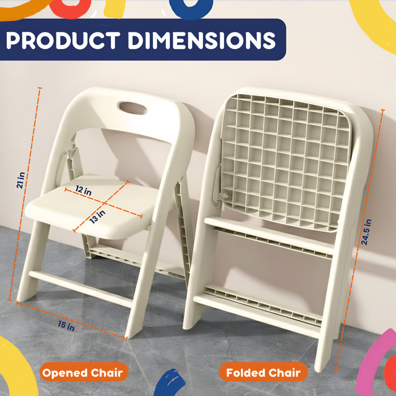 Chaise pliante beige pour enfants - Chaise légère pour tout-petits portative pour l'intérieur et l'extérieur, camping, plage et pelouse (ensemble de 2)
