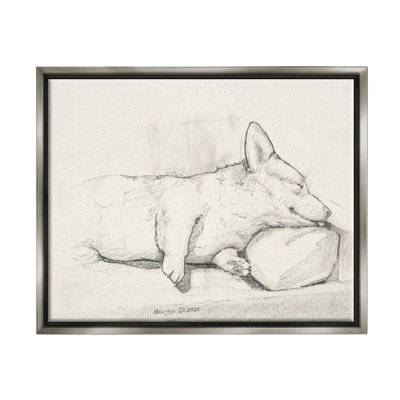 " Corgi Dog Lolling Tongue Graphite Pencil Sketch " by George Dyachenko