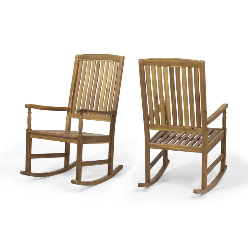 Chaise berçante en bois massif Mccomb, Teck