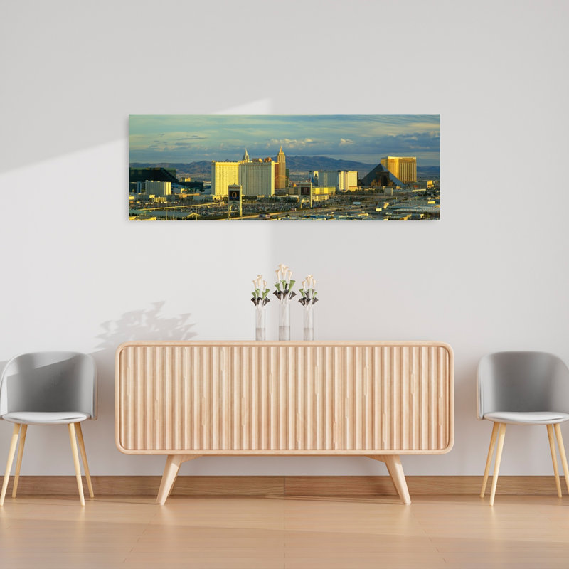 Afternoon The Strip Las Vegas NV USA 1 Piece Wrapped Canvas Panoramic Wall Art, 40.64 cm H x 121.92 cm W