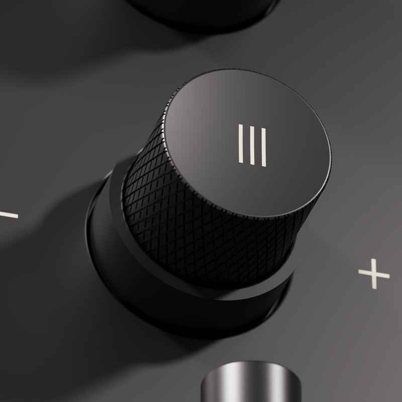 Système de douche thermostatique Angelsey avec valve à bouton-poussoir, pomme de douche double et douche à main, Noir mat