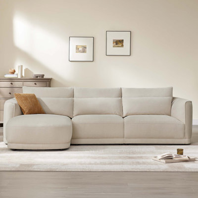 119'' Modular Curved Chenille Sofa With Chaise