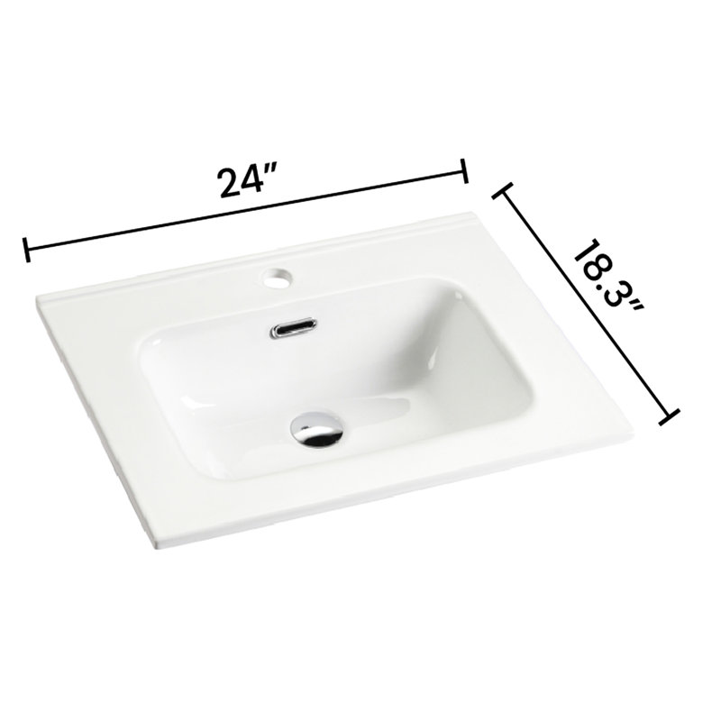 Glossy White Ceramic Integrated Sink For Bathroom - , Resists Stains And Fading With Basin Quality, Scratches Enhances Durability