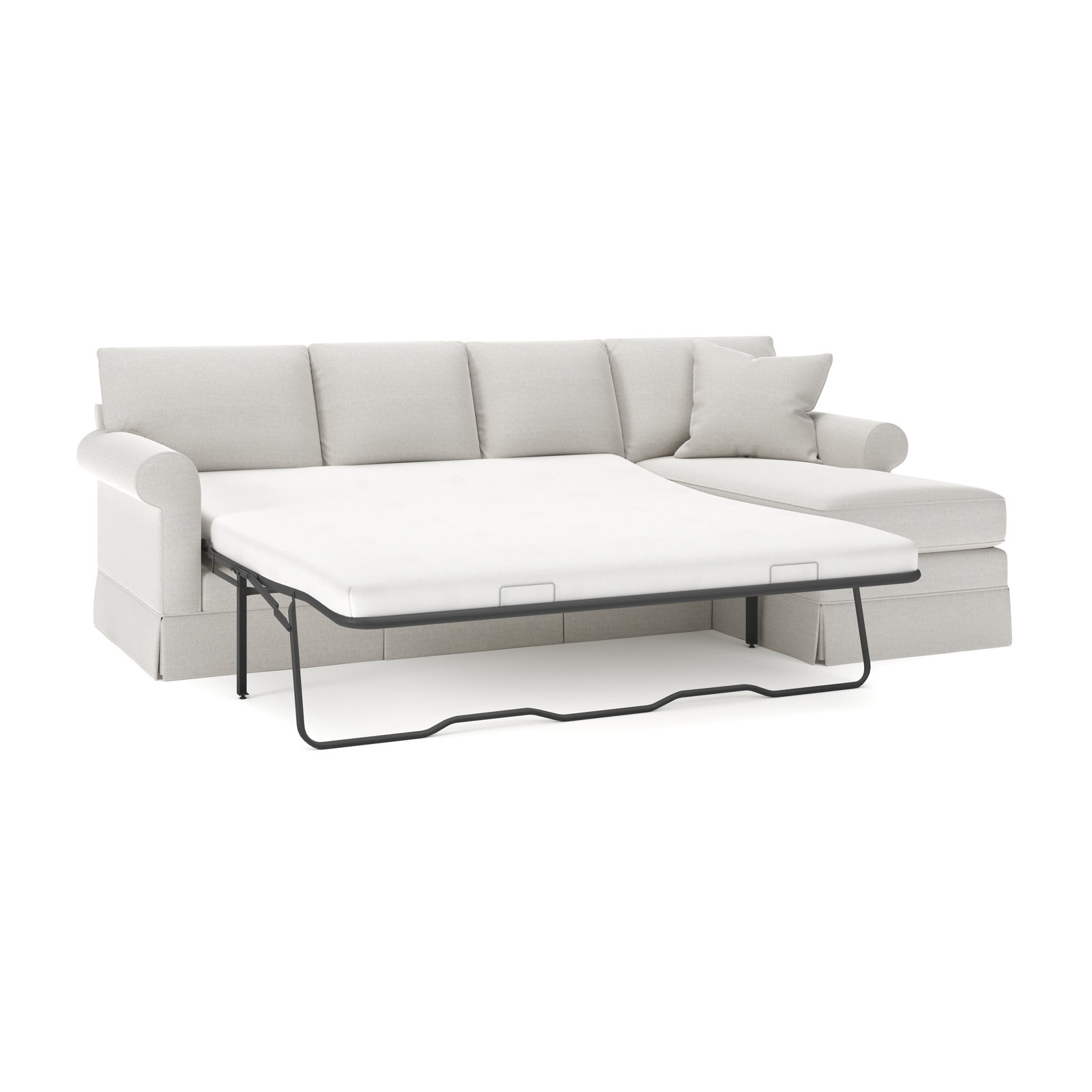 Friedman Sleeper Sectional with Chaise, Drusky Ivory Sustain® Basketweave, Right Hand Facing