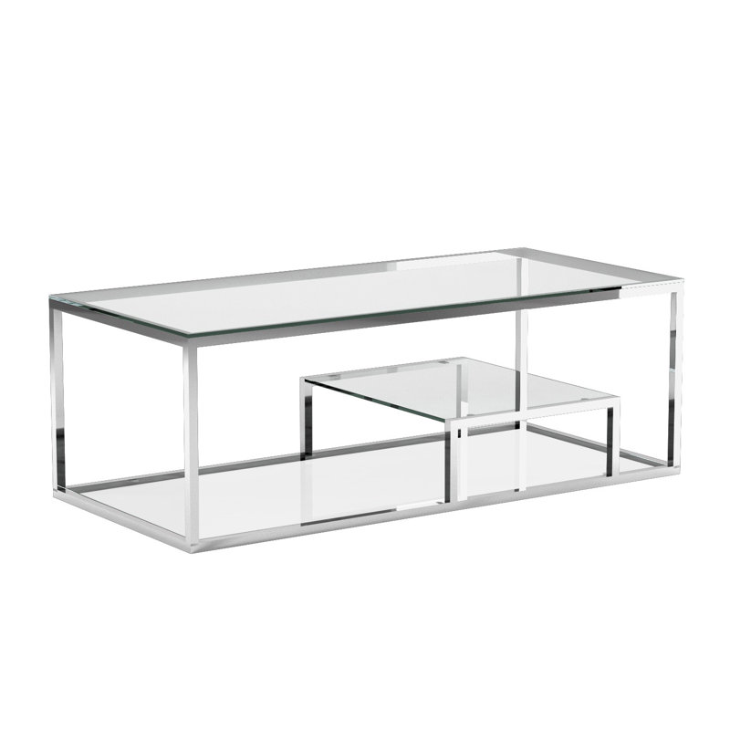 Table basse avec rangement Cayla, argent