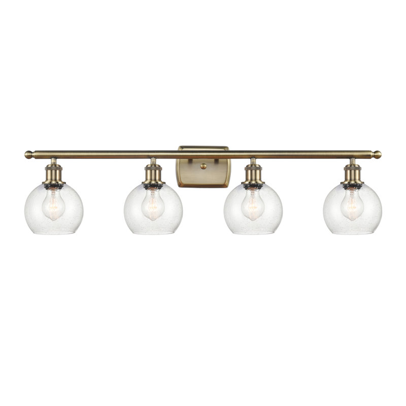 Éclairage pour salle de bain 4 lumières en laiton antique Cindi, Laiton antique, Ampoule non incluse