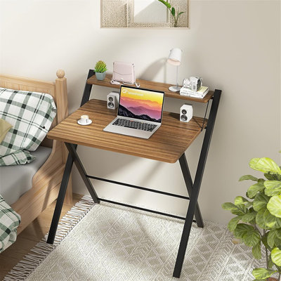 Space-Saving Folding Computer Desk With Shelf For Small Apartments, Effortless Setup For Home Office Or Dorm Room