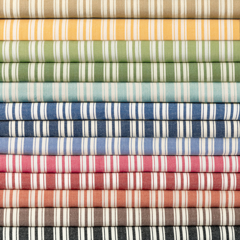 Normant Checks and Stripes II Selune 100% Cotton Performance Fabric, Blue